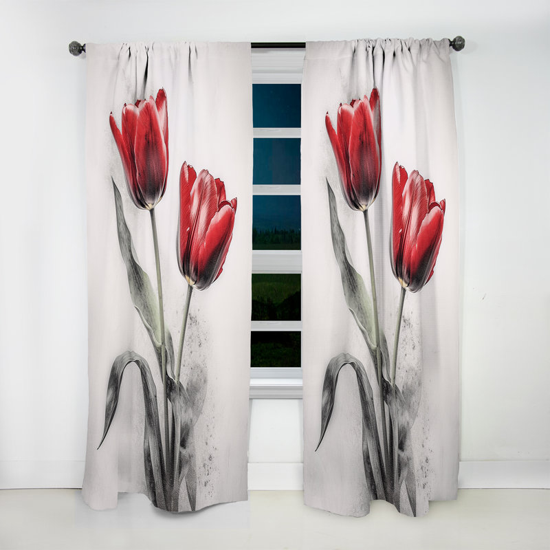Gryta Tulip Dreams II - Floral Curtain - Velvet Room Darkening - 1 panel, 52" W x 95" L