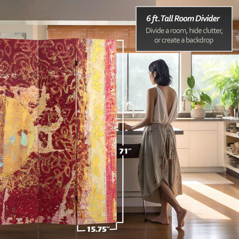 47.25'' 3 - Panel Folding Room Divider, Fire Dancer