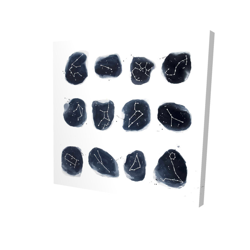 Constellations, art mural galaxie et terre bleue, H 8 po x l 8 po