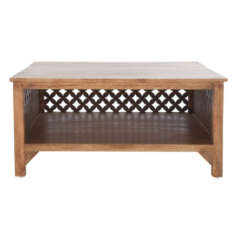 Table basse à 4 pieds avec rangement Dasheil, Naturel brûlé, Brun foncé
