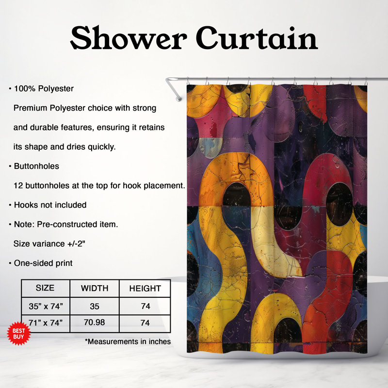 Rideau de douche Worn - Premium, H 74 po x l 71 po