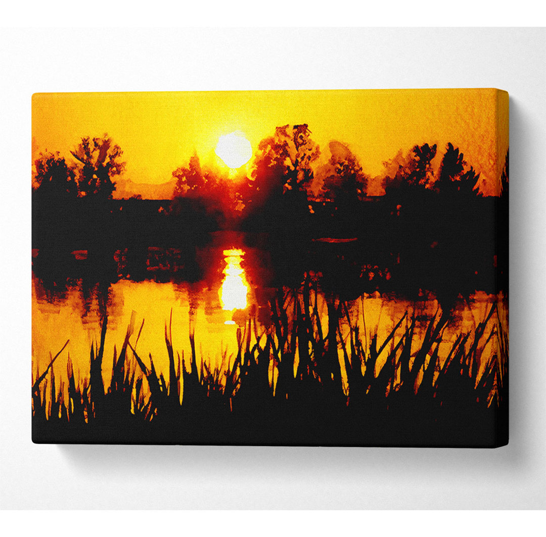 Orange Sunset River - Kunstdrucke auf Leinwand