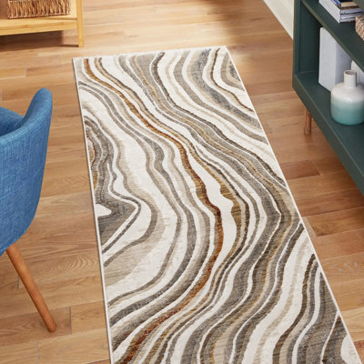 Tapis de salon en polypropylène crème Devanee