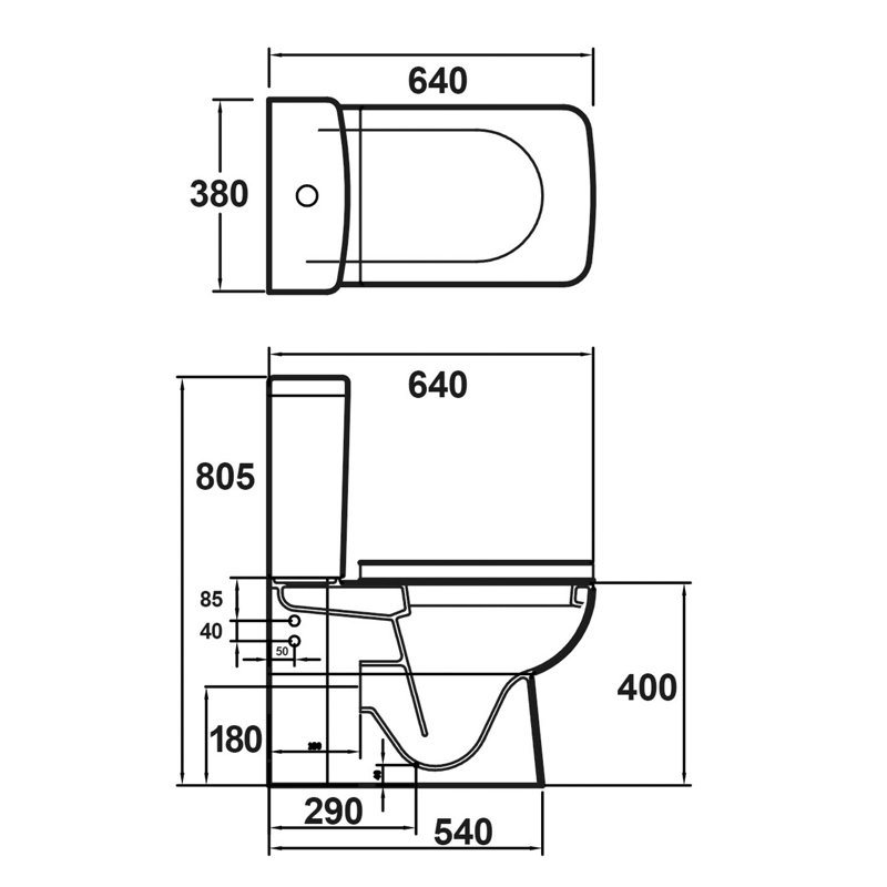 Nuie 6L LPF Round Close Coupled Toilets (Seat Not Included)