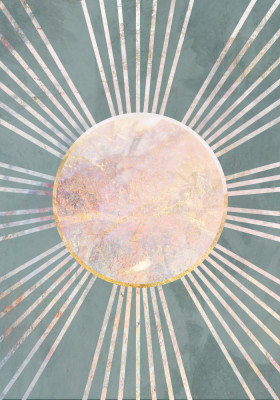 Boho Sun Rays, 76.2 cm H x 50.8 cm W, Green/Beige/Gold