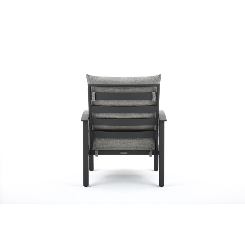 Stanford Cushion Lounge Chair, Textured Pewter, Dark Gray