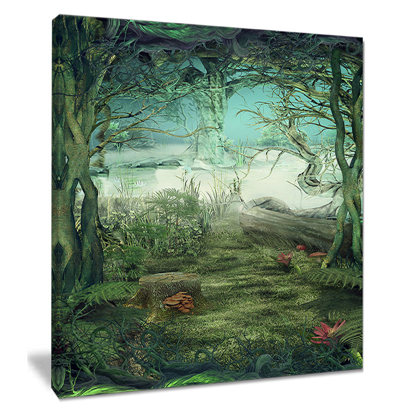 « green forest glade », impression sur toile tendue, H 40 po x l 30 po x P 1 po