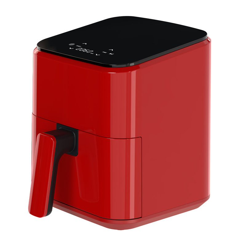 Friteuse à air de 3,2 pintes avec fenêtre et revêtement en acier inoxydable 304, Rouge