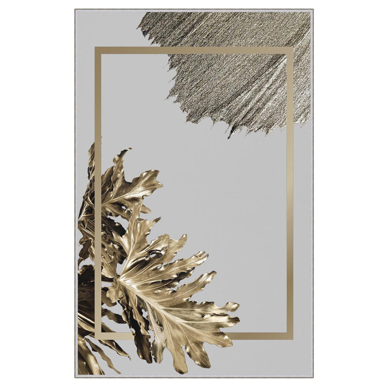 Tapis tissé élégant (4 x 6 pieds), 100% polyester, d'une hauteur de poils de 0,3 po | Pois antibactérien antidérapant en PVC | Lavable à la machine, impression numérique en 3D | Parfait pour le salon, la chambre à coucher et le bureau