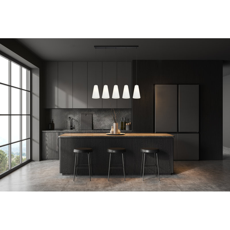 Lustre linéaire à 5 lumières Ceinture, Noir mat, H 11 po x l 6 po x P 42 po