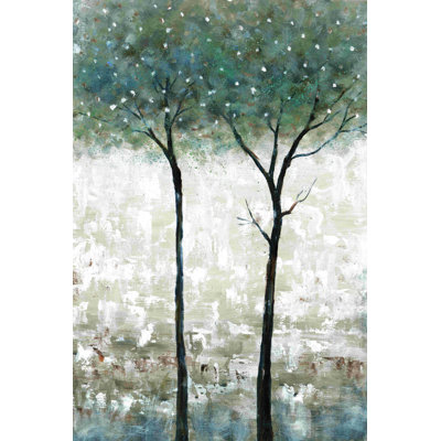 Arbres abstraits gris et bleu sarcelle