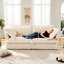 4 canapé en velours côtelé - assise profonde, confortable, coussin rembourré, housse amovible, couleur crème moderne