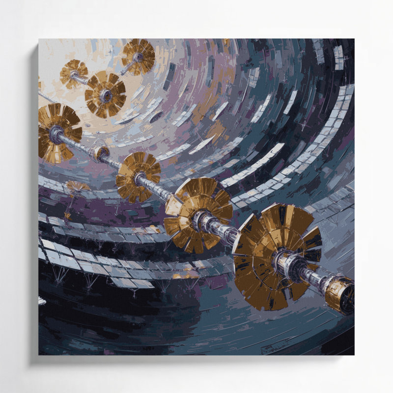 Art mural sur toile gris Sci Fi, H 12 po x l 12 po