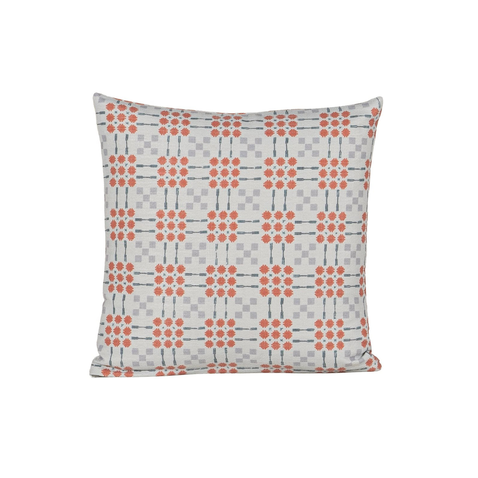 Gridwork Geometric Accent Pillow, Feather, Blue, Square 22"