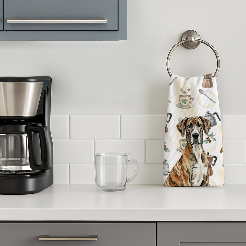 Brindle Great Dane Coffee Bar Kitchen Towel, Brindle Great Dane