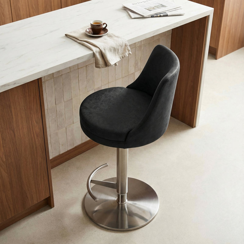 Tabouret de bar pivotant à hauteur ajustable Seneca, Noir