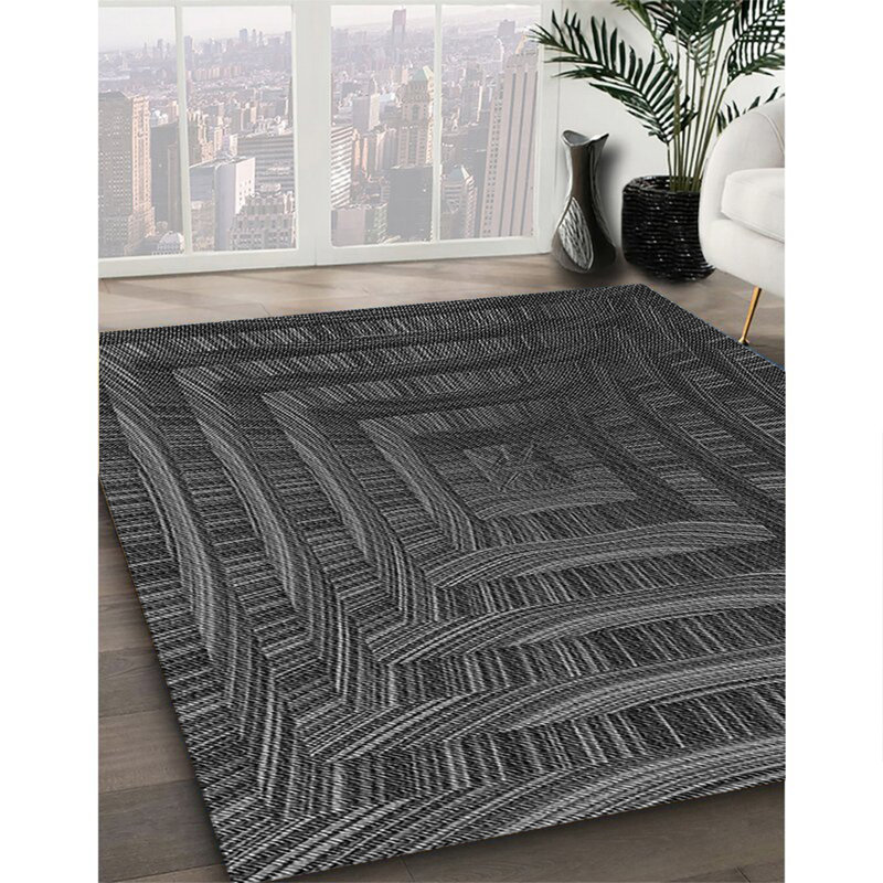 Tapis à motifs lavables à la machine 2989 - Pat857-GRY, Rectangle 4 pi x 6 pi