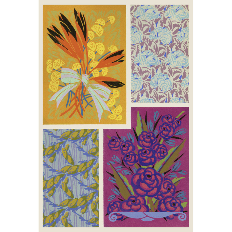 Art Deco Florals I by Baxter Mill Archive - Wrapped Canvas Print, 76cm H x 51cm W
