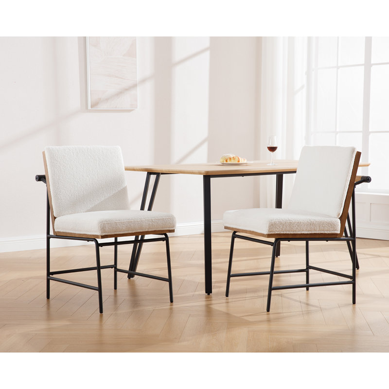 Chantille Upholstered Counter Stool with Metal Frame, White
