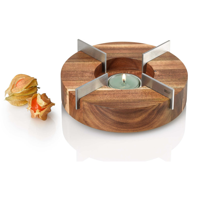 AdHoc Acacia and Stainless Steel Teapot and Food Warmer