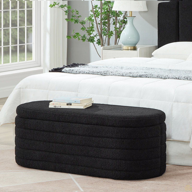 Banc de rangement avec repose-pieds Skandar, Noir