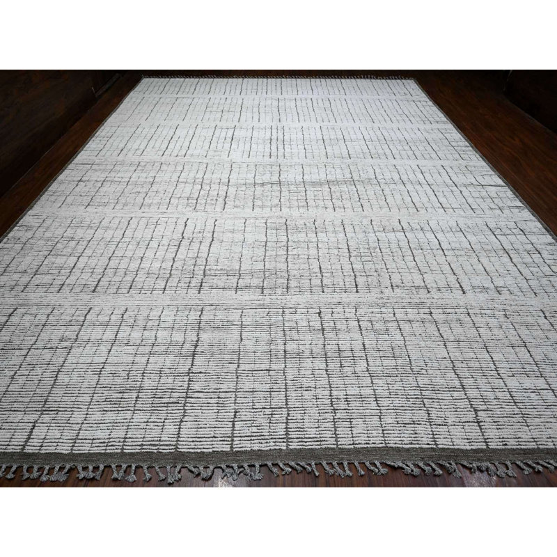 Tapis oriental marocain en laine noué à la main 12 pi 2 po x 15 pi 9 po Gesso