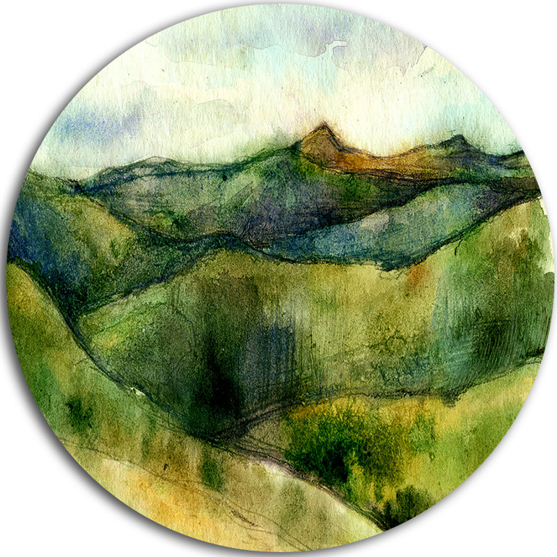 « green montagnes aquarelle », reproduction d’art sur métal, H 23 po x l 23 po x P 1 po