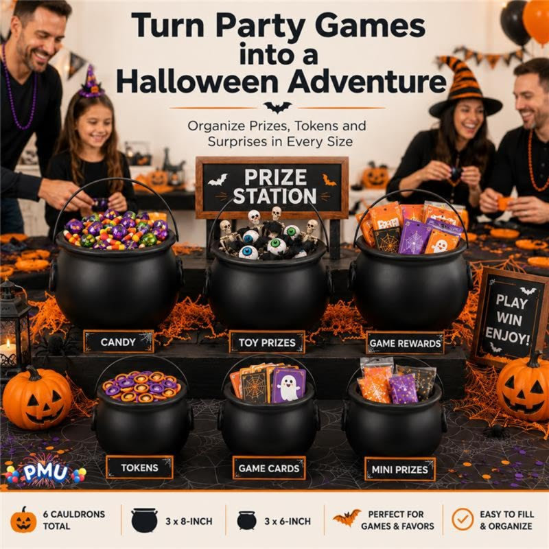 Chaudron Halloween PMU - Articles de fête - Noir - (3) 8 po 55280, (3) 6 po 30106