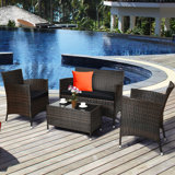 Rayna 4 - Person Patio Conversation Sets with Cushions