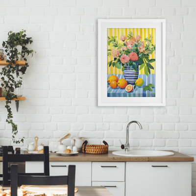 Citrus Floral Display Framed Print Under Glass, design by Creative Studio