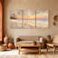 «Fashion Beach Sunset Palm Trees», ensemble de 3 reproductions d'art sur toile-842923145