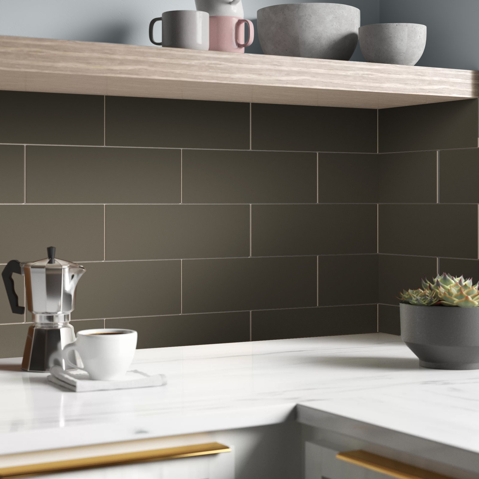 Grace 4" x 12" Ceramic Subway Tile, Moka