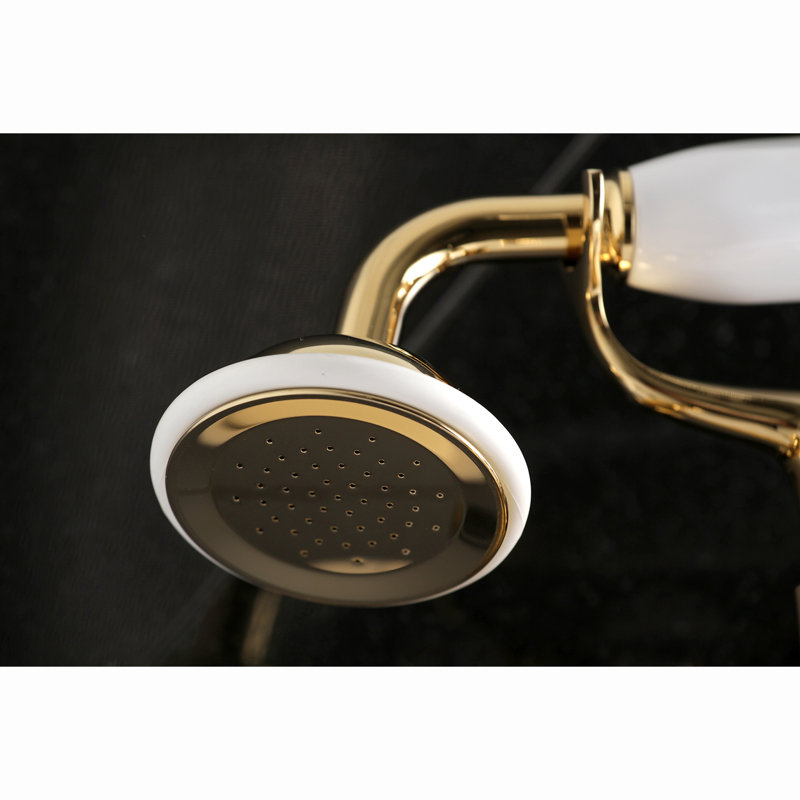 Polished Brass Wall Mount Clawfoot Tub Faucet with Hand Shower