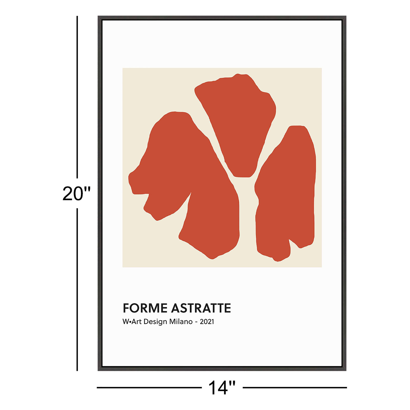 Forme Astratte Red by Romina Gadler, Black Framed Paper, 20" H x 14" W x 1.25" D