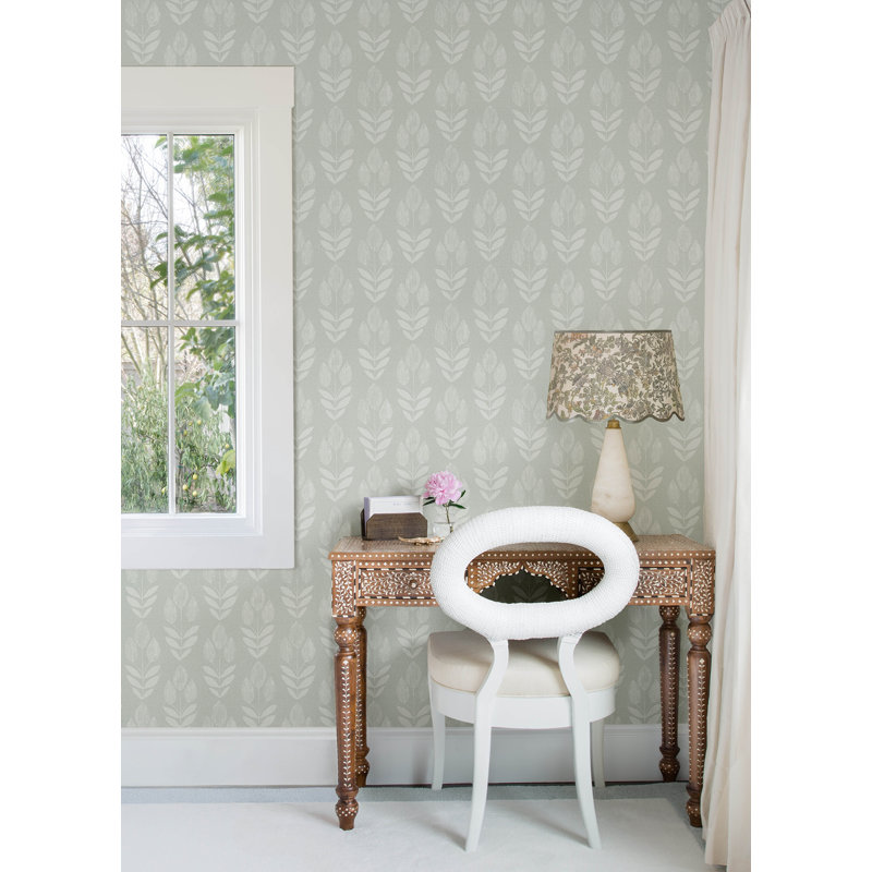 Papier peint guirlande tulipe, Bleu clair