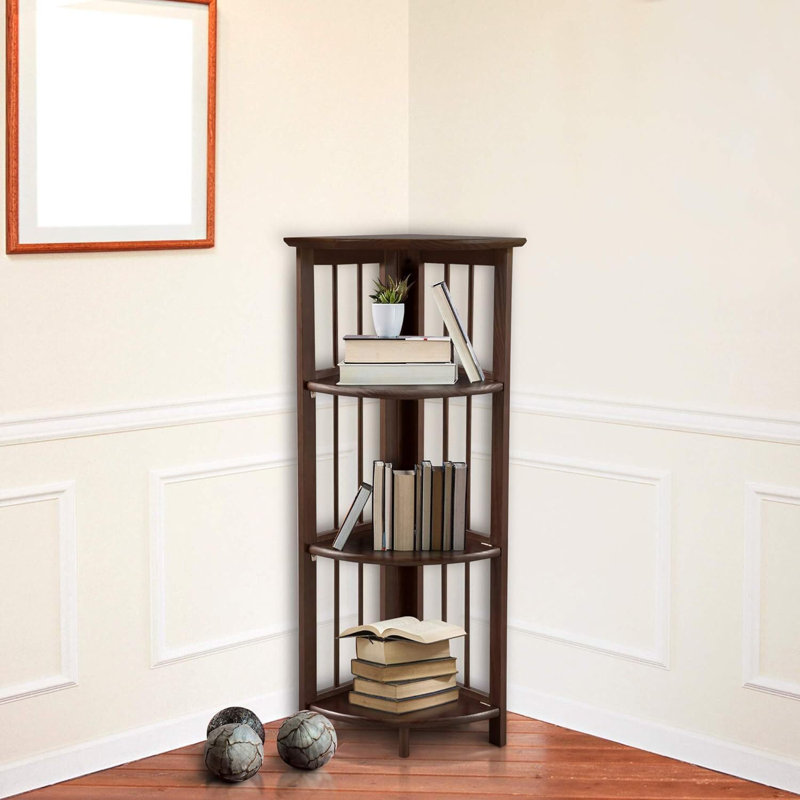 Duerr Corner Bookcase, Truffle Brown, 38.8" H x 12.5" W x 11.5" D