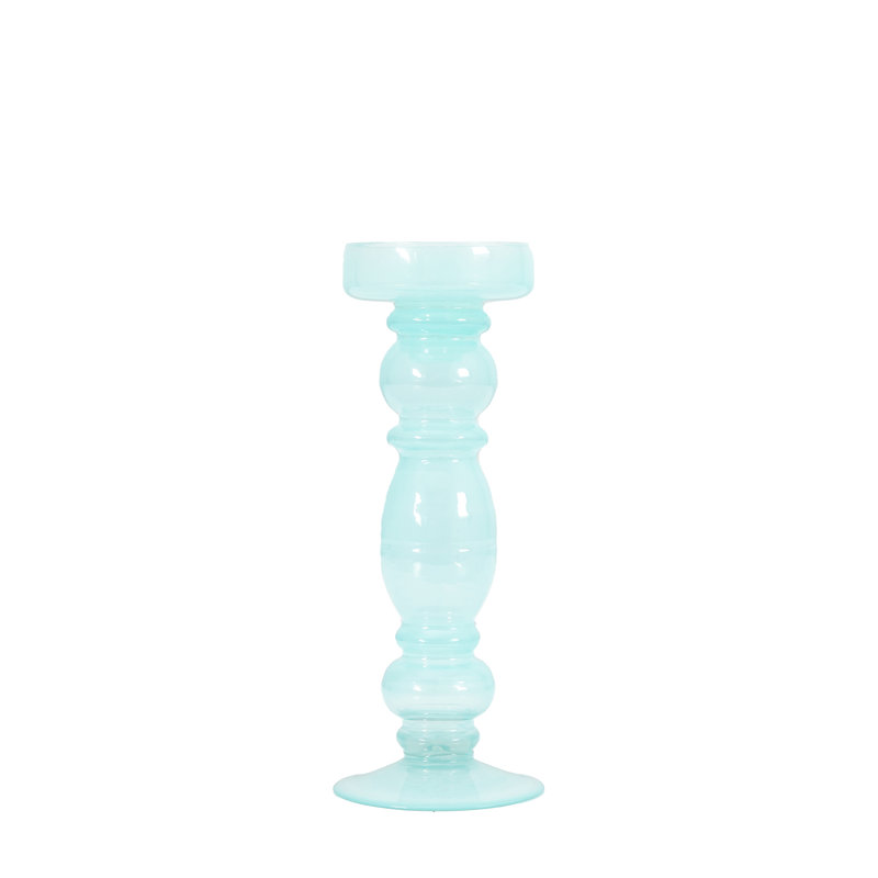 Glass Tabletop Candlestick, Blue