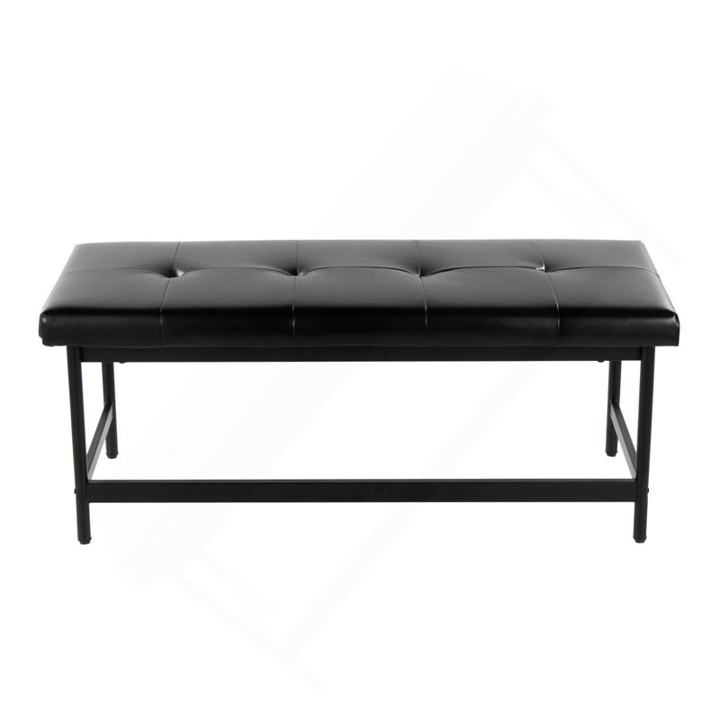 Banc en métal noir et similicuir, Noir