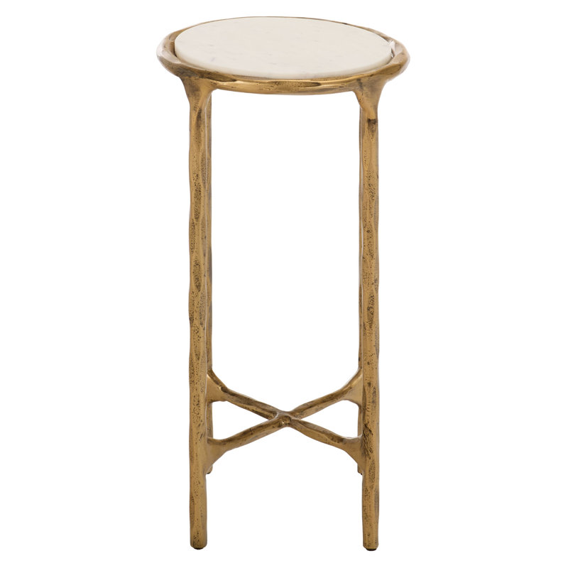 Table de bout Evelynn, Plateau en marbre blanc / base en laiton