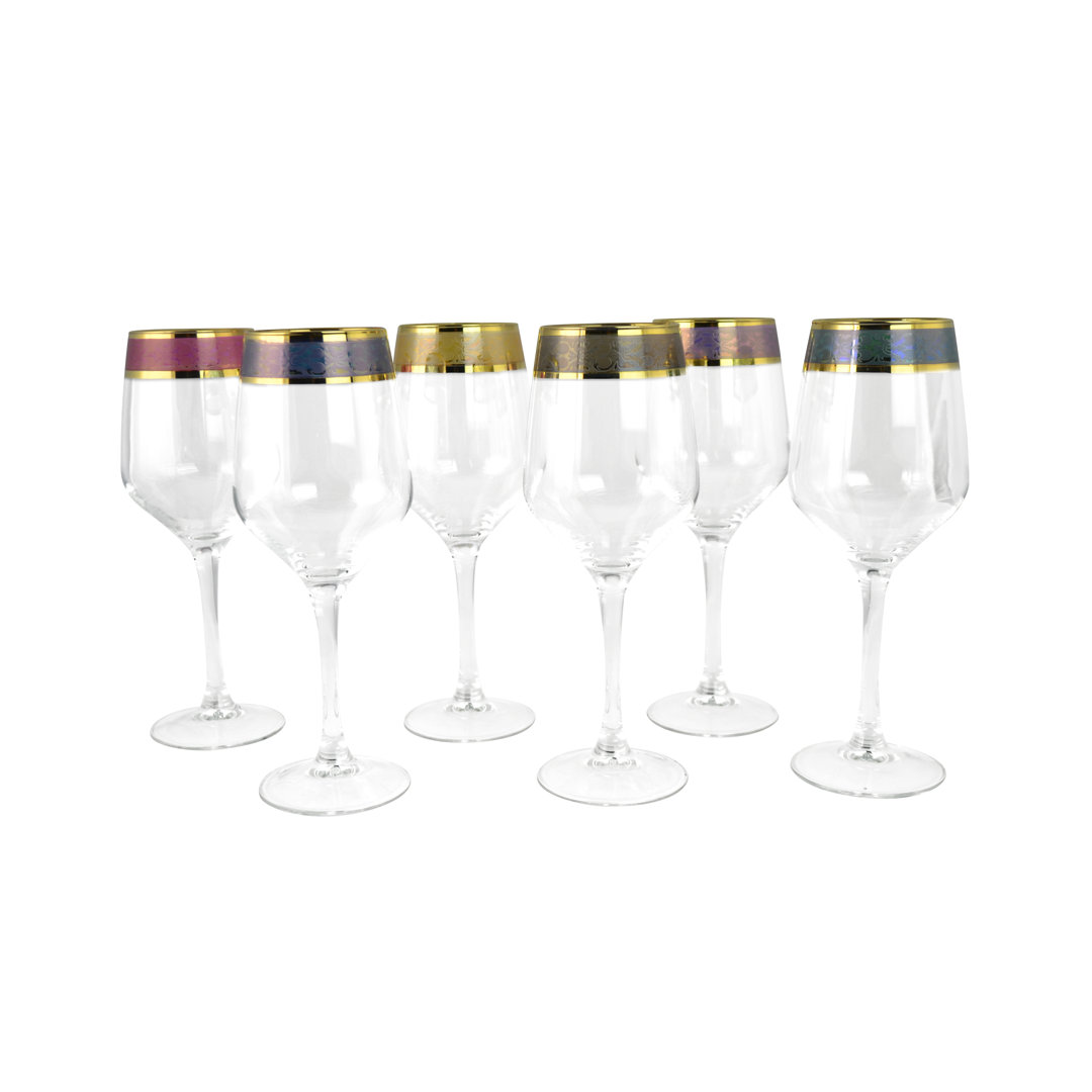 Wine Glass Set with Ornate Details Three Star Im/Ex Inc. 