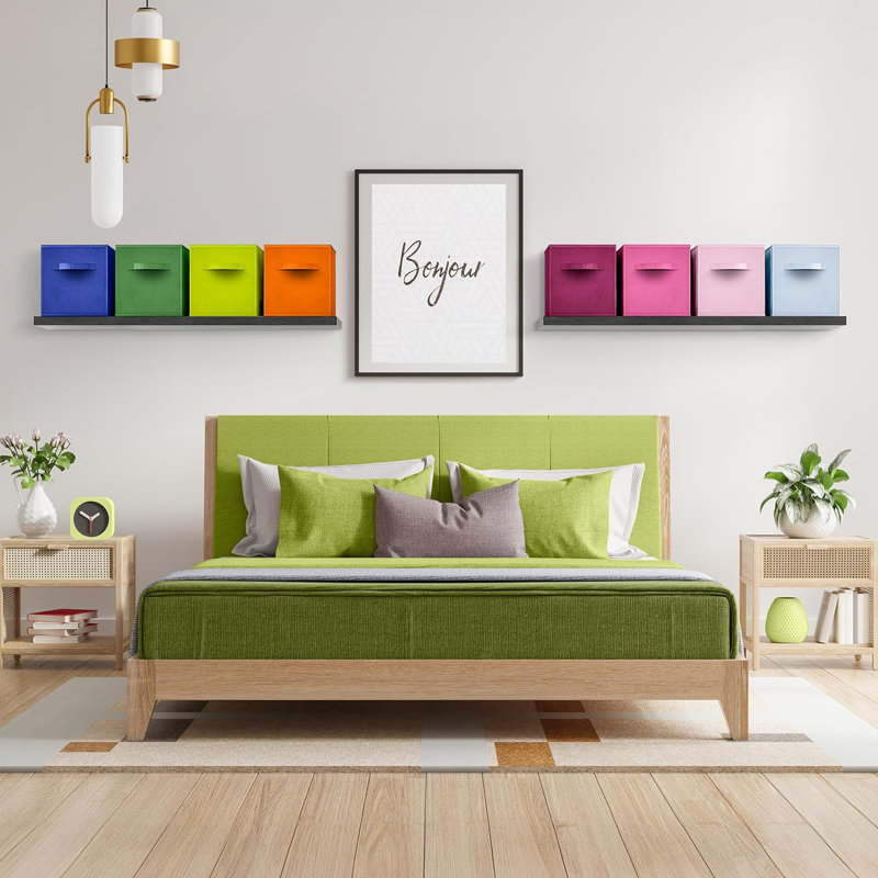 Ensemble de cubes de rangement en tissu, 8, Rose/vert/bleu