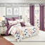 Ensemble de literie et de rideaux à motif floral aquarelle 9 pièces pour très grand lit californien - Couvre-lit en microfibre matelassée + voilages-126222304