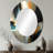 Orange And Blue Abstract Mixed Colors III - Modern Oval Wall Mirror-996840092