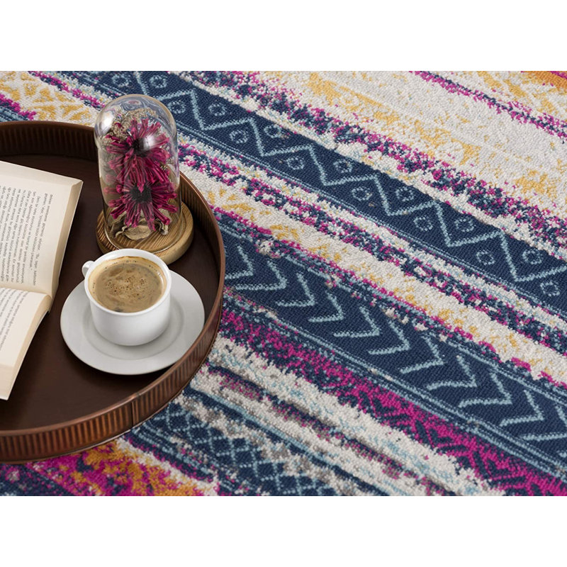 2’ X 4’ Irregular Stripe Boho Area Rug