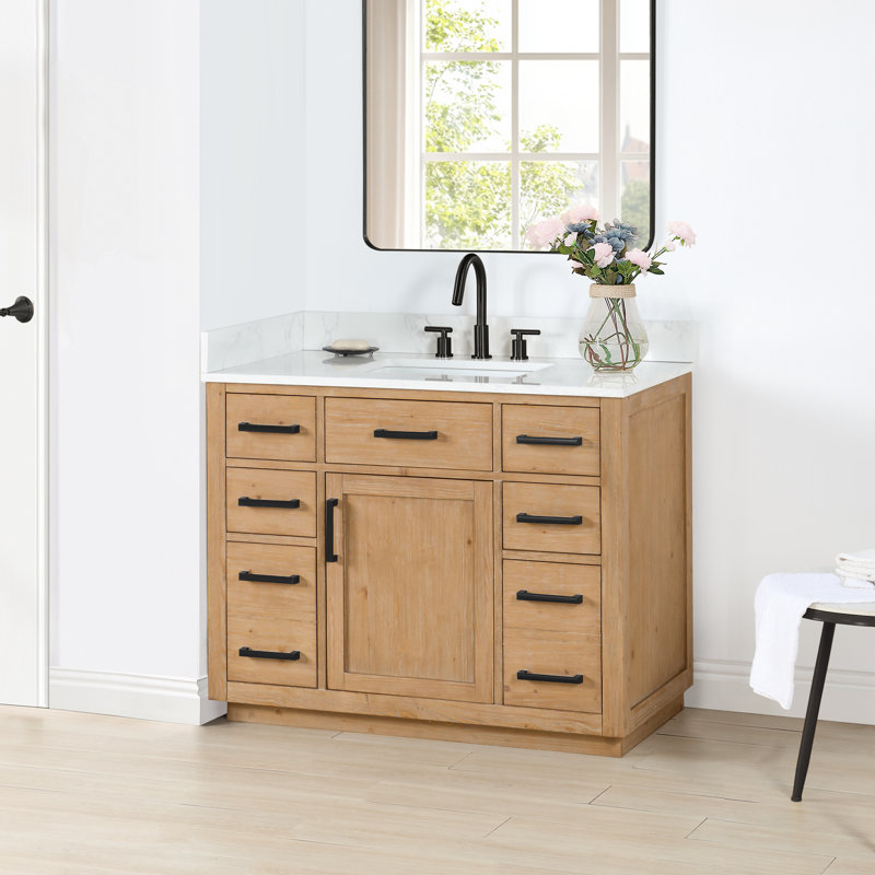 Ensemble meuble-lavabo simple Gavino 42 po, Marron clair