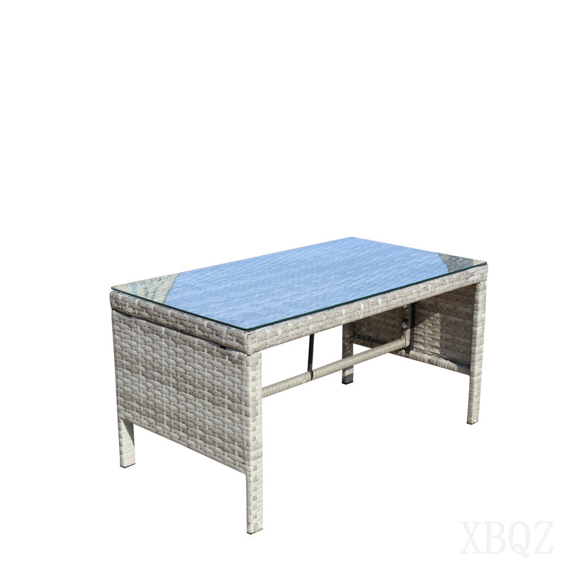 Table basse d'extérieur 1 table basse avec verre trempé transparent