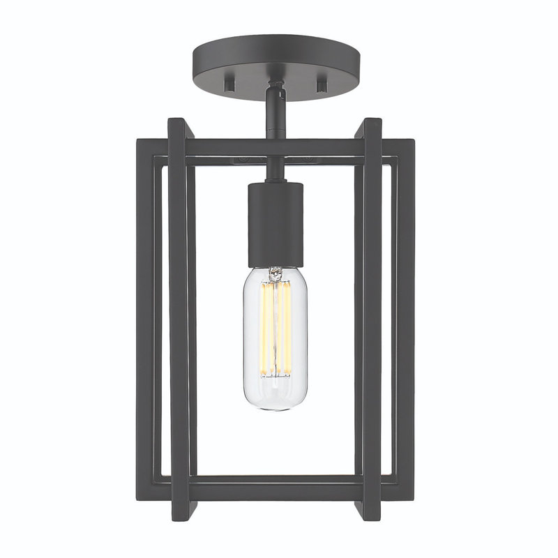 Plafonnier semi-encastré 1 lumière 7,25 po Isiah, Noir mat, Noir mat