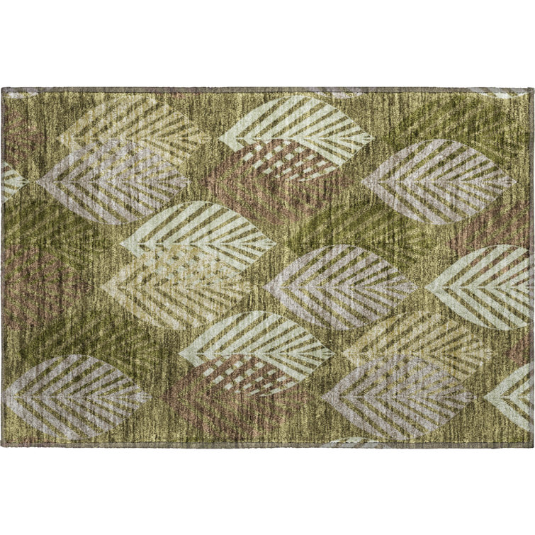 Premium Machine Washable Prisco Olive Rug