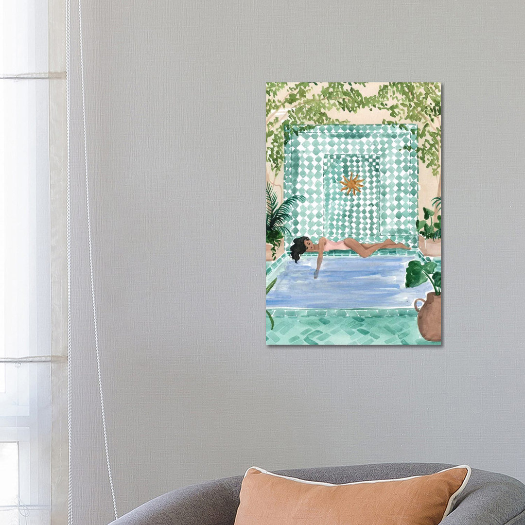 Poolside Siesta von Sabina Fenn - Galerie-umwickelte Leinwand Giclée auf Leinwand