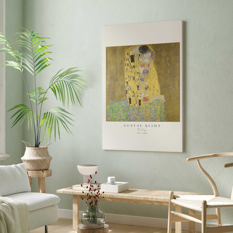 Le baiser par Gustav Klimt v3, Toile tendue, H 30 po x l 20 po
